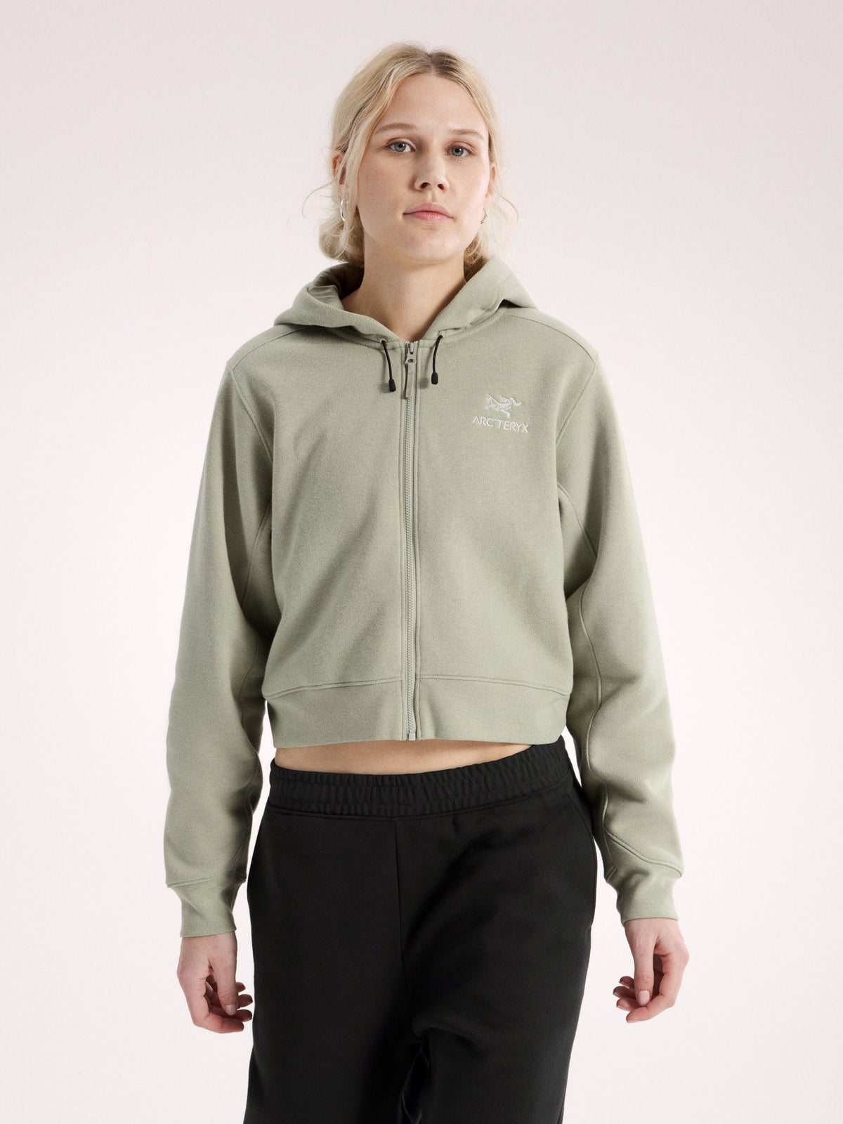 Emblem Fleece Full Zip Crop Hoody Women's